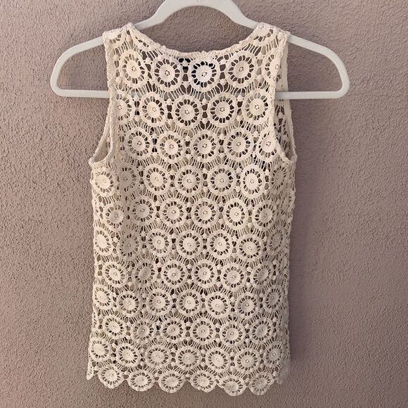 International Concepts Top Off White Crotchet Floral Black Flower Size XS - Picture 7 of 9